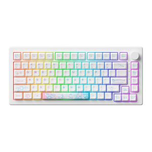 Teclado Mecanico Gamer Akko 5075B Plus-S Cinnamoroll 20 Aniversario, RGB, Wireless, Branco, Switch Content White, AKKO-5075B-CINNAMOROLL