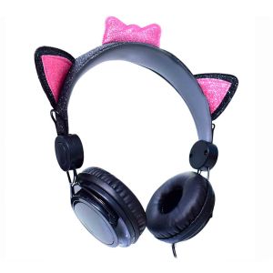 Headphone K-MEX Cat Ear AR30, Preto e Rosa, AR3000S437PRBOX