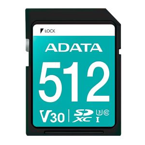 Cartao de Memoria Adata V30S, 512GB, SDXC, ASDX512GUI3V30S-R