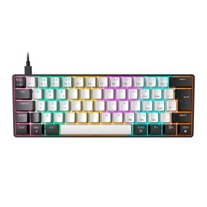 Teclado Mecanico Gamdias Aura GK2, Rainbow, ABNT2, Compacto, Switch Blue, Branco e Preto, AURA-GK2-PT-BLUE-WB