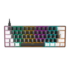 Teclado Mecanico Gamdias Aura GK2, Rainbow, ABNT2, Compacto, Switch Brown, Preto e Branco, AURA-GK2-PT-BROWN-BW