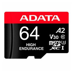 Cartao de Memoria Adata High Endurance, 64GB, Micro SDXC, Com Adaptador, AUSDX64GUI3V30SHA2-RA1