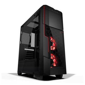 Gabinete Gamer AZZA Crimson 211G Lateral de Vidro LED Vermelho, CSAZ-211G