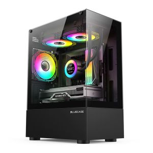 Gabinete Gamer Bluecase Nuker BG-053, Mid Tower, Lateral De Vidro Temperado, Preto, BG-053