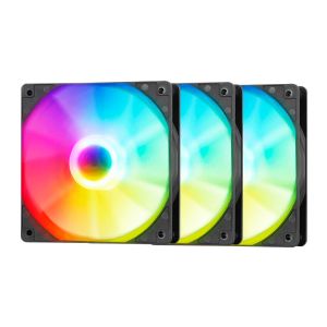 Kit Ventoinhas Aigo Darkflash C7, Rainbow, 3x120mm, Preto, C7-RBW-3BK