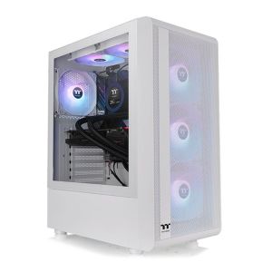 Gabinete Gamer Thermaltake S200 TG, ARGB, Mid-Tower, Lateral de Vidro, Com 3 Fans, Branco, CA-1X2-00M6WN-00