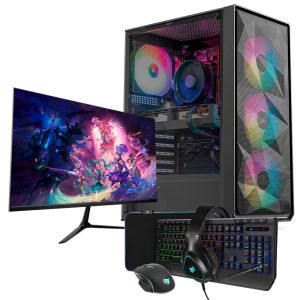 PC Gamer Completo Mancer Nidogue VIII, Intel Core i7, Radeon RX 580 8GB, 16GB DDR3, SSD 480GB + Monitor + Kit Periféricos