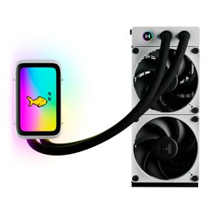 Water Cooler Hyte Thicc Q60, Display IPS, RGB, 240mm, Preto e Branco, FAN-HYTE-Q60-BW