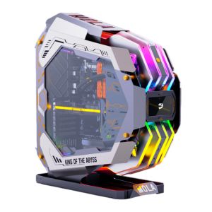 Gabinete Gamer Mloong Mola, Full-Tower, Lateral de Vidro, Painel Touch, Cinza, GG-MOLA