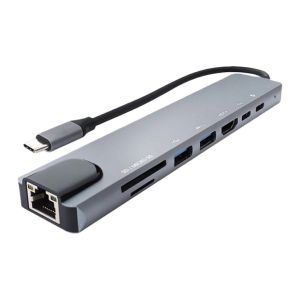 Hub MD9 8 IN 1 Adapter, USB, 8 Portas, Type-C, HUB-MD9-8IN1