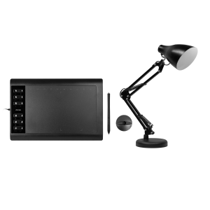Kit Mesa Digitalizadora MT1060, Preto + Luminária de Mesa, 40W, Preto