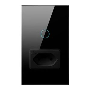 Interruptor Tomada Inteligente Nova Digital WK, Wi-Fi, Preto, IT-WK-02-1C-BK