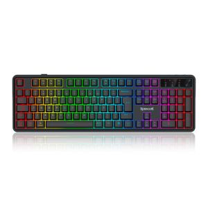 Teclado Membrana Gamer Redragon RM104 Volcano, ARGB, Tri-Mode, Preto, K526-WL Teclado Membrana Gamer Redragon RM104 Volcano, ARGB, Tri-Mode, Preto, K526-WL