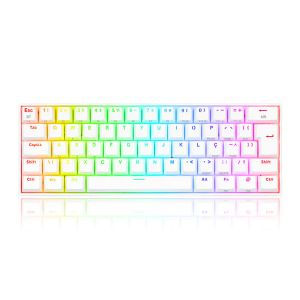 Teclado Mecanico Gamer Redragon Draconic PRO, RGB, ABNT2 60%, Switch Marrom, Branco, K530W-RGB-PRO (PT-BROWN)