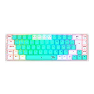 Teclado Mecanico Redragon Castor Pro, RGB, Switch Gentle Lime, Branco e Verde, K631RGB-PRO-GW-PT-GENTLE-LIME