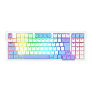 Teclado Mecanico Redragon Gloria Pro, RGB, Switch Bumblebee, Branco e Azul, K664WBP-RGB-PRO-PT-BUMBLEBEE