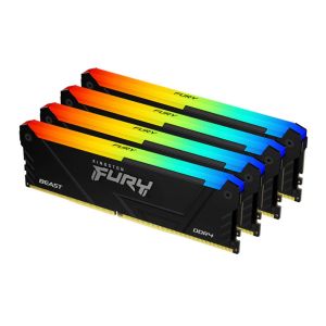 Memoria Kingston Fury Beast, RGB, 64GB (4x16GB), DDR4, 3200MHz, C16, Preto, KF432C16BB2AK4-64