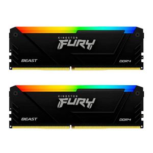 Memoria Kingston Fury Beast, RGB, 32GB (2x16GB), DDR4, 3600MHz, C18, Preto, KF436C18BB2AK2-32