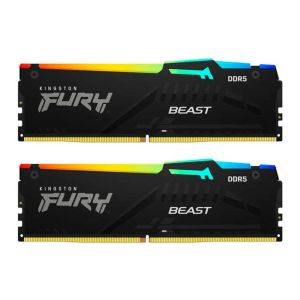 Memoria Kingston Fury Beast, RGB, 32GB (2x16GB), DDR5, 5600MHz, C40, Preto, KF556C40BBAK2-32
