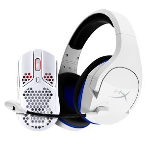 Kit Mouse Gamer HyperX Pulsefire Haste, Wireless, RGB, 16000DPI, 6 Botoes, Branco, Headset Gamer HyperX Cloud Stinger Core Wireless, Som Surround 7.1, Drivers 40mm, Branco
