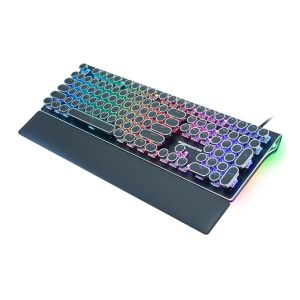 Teclado Mecanico Gamer K-MEX KMM8 Steampunk, RGB, Switch Azul, Preto, KMM828U0001CB0X
