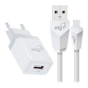 Kit Carregador Lightning ELG, 1m, Branco, KTC10WC