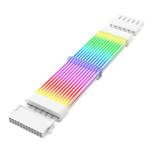 Cabo Extensor Sleeved Aigo Darkflash Lightglow LG01, ARGB, 24PIN, 285mm, Branco, LG01-WH