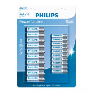 Pilha Alcalina Philips, AA e AAA, 10 Unidades, LR036P20BP-59