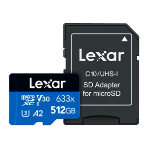 Cartao de Memoria Lexar 633x, 512GB, Micro SDXC, UHS-I, Com Adaptador, LSDMI512BB633A