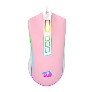 Mouse Gamer Redragon Cobra, RGB, 12400DPI, 8 Botoes, Rosa e Branco, M711PW