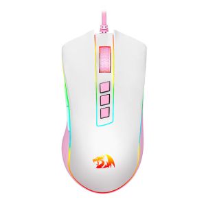 Mouse Gamer Redragon Cobra, RGB, 12400DPI, 8 Botoes, Branco e Rosa, M711WP