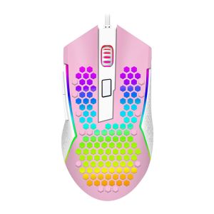 Mouse Gamer Redragon Reaping Elite, RGB, 32000DPI, 6 Botoes, Rosa e Branco, M987PW-P