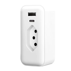 Adaptador De Tomada Avatto OT16, 20A, Wi-Fi, 1 Tomada, Bivolt,1 Tipo-C, 1 USB, Branco, OT16-M-20A