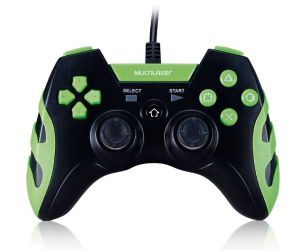 Controle Gamer Multi Dual Shock 3x1 Ps3 Ps2 PC Preto/Verde, JS081