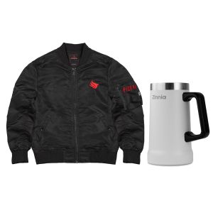 Kit Jaqueta Bomber Pichau, M + Caneca Térmica Zinnia, Branco