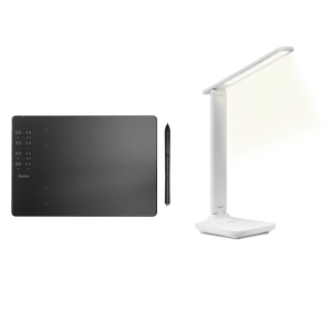 Kit Mesa Digitalizadora MT100PRO, Preto + Luminária de Mesa, 10W, Branco