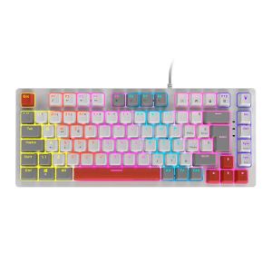 Teclado Mecanico Gamer PCYes Kirin White Ghost, 75%, Raimbow, ABNT2, Switch Red, Branco e Vermelho, PTKRWG75RD