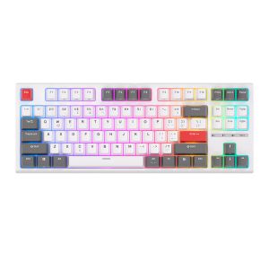 Teclado Mecanico Gamer Royal Kludge R87, RGB, Switch Brown, Branco