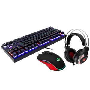 Kit Teclado e Mouse, Teclado TGT Scar Rainbow RGB + Mouse TGT M4 Rainbow RGB 7 Botões + Headset TGT Supernova Led RGB