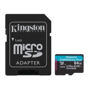 Cartao de Memoria Kingston Canvas Go Plus, 64GB, MicroSDXC + Adaptador, SDCG3-64GB