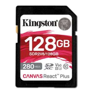 Cartao de Memoria Kingston Canvas React Plus, 128GB, SDXC UHS-II, U3, V60, SDR2V6-128GB