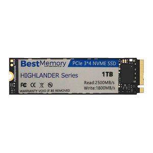 SSD Best Memory Highlander Series, 1TB, M.2 2280 PCIe NVMe, Leitura 2500MB/s, Gravacao 1800MB/s, SSD-1TB-PCIE