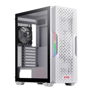 Gabinete Gamer XPG Starker Air, Mid-Tower, Lateral de Vidro, Com 2 Fans, ARGB, Branco, STARKERAIR-WHCWW