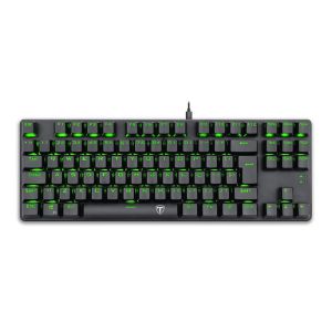 Teclado Mecanico T-Dagger Bora Preto Led Verde Switch Azul, T-TGK313-BL-PT-GREEN-LED
