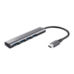 Hub Trust Halyx, USB-c, 4 Portas USB, Aluminio, T24948