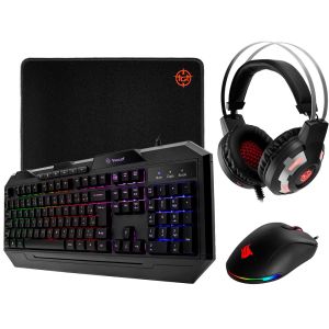 Kit teclado, mouse, Headset e Mousepad,  Teclado Gamer TGT Tec-9 Rainbow RGB + Mouse Gamer Pichau P702 RGB + Headset Gamer TGT Supernova RGB + Mousepad TGT Killer Slide