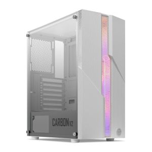 Gabinete Gamer TGT Carbon V2, RGB, Mid-Tower, Lateral De Vidro, Com 3 Fans, Branco, TGT-CBNV2-WH