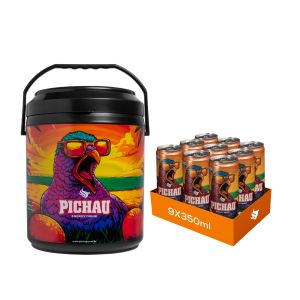 Kit Caixa Termica Pichau + Energético Pichau Tropical, Lata 350Ml, Com Açúcar, com 9 Unidades