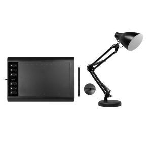 Kit Mesa Digitalizadora MT1060, Preto + Luminária de Mesa, 40W, Preto
