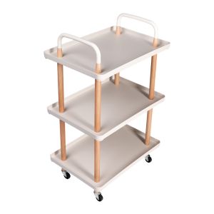 Carrinho Organizador Multiuso Zinnia Kyoto ZO6, Branco e Madeira